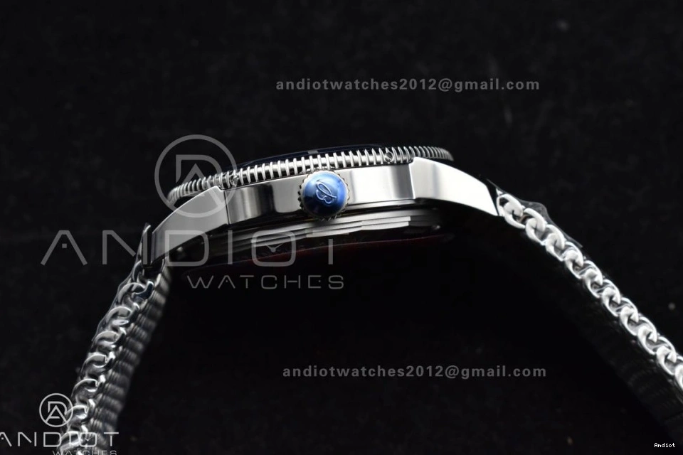 SS II White SuperOcean Blue Ceramic Bezel 42mm on SS Mesh A2824 Dial BLSF Bracelet Heritage 1115